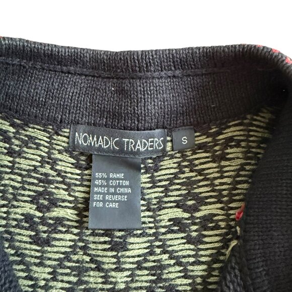 Nomadic Traders Sweater Vest S Cardigan Red Green Embroidered Christmas Zip - Picture 2 of 6